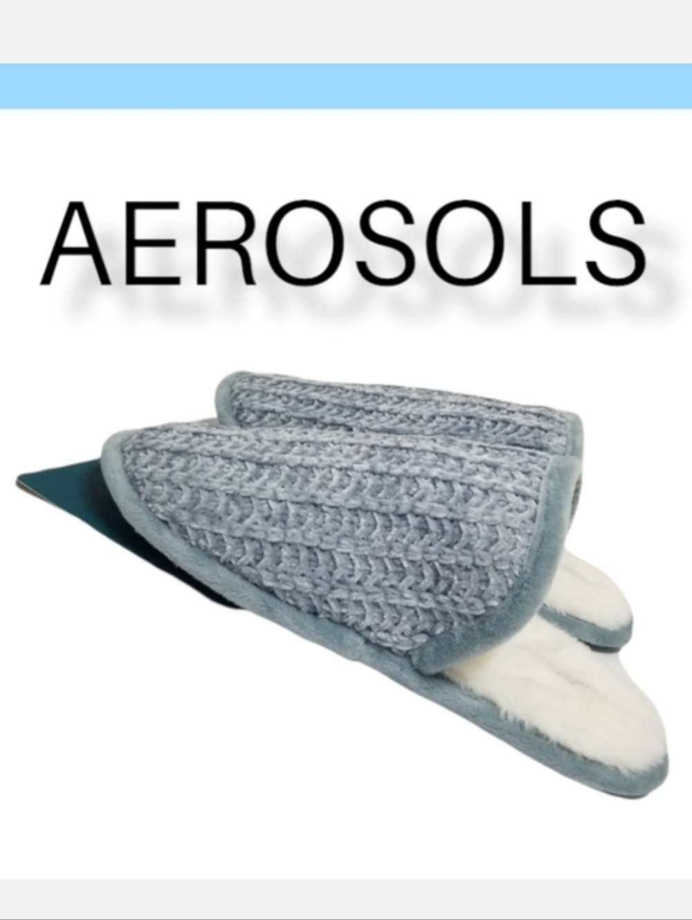 AEROSOLS Memory Foam Knit SlippersFaux Fur XL 9½-10½ NWT Light Blue
